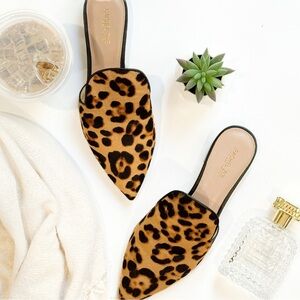 Rachel Zoe Natalie leopard print calf hair flat/ mule ❤️